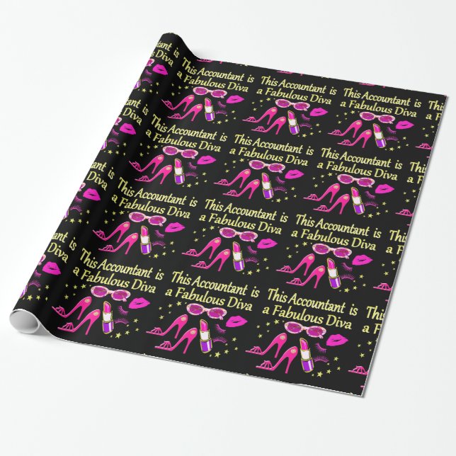 FABULOUS DIVA ACCOUNTANT DIVA WRAPPING PAPER (Unrolled)