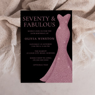 Fabulous Dress Elegant Womans 70th Birthday Invitation