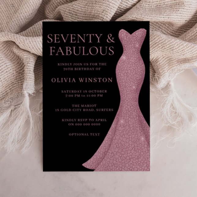 Fabulous Dress Elegant Womans 70th Birthday Invitation (Creator Uploaded)