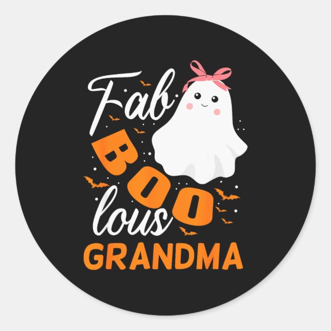 Fabulous Faboolous Grandma Ghost Halloween  Classic Round Sticker (Front)