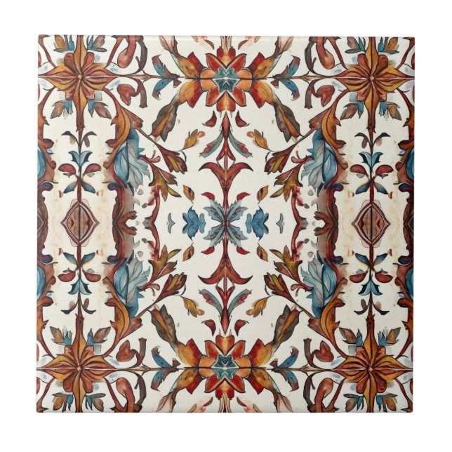 Fabulous Fall and Blue Ceramic Tile (Front)