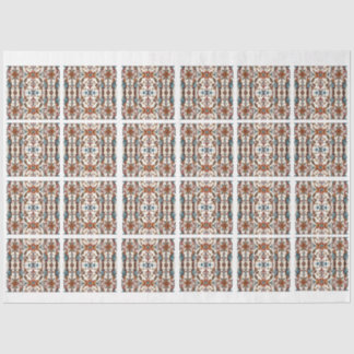 Fabulous Fall and Blue Tiled Decoupage Tissue Paper