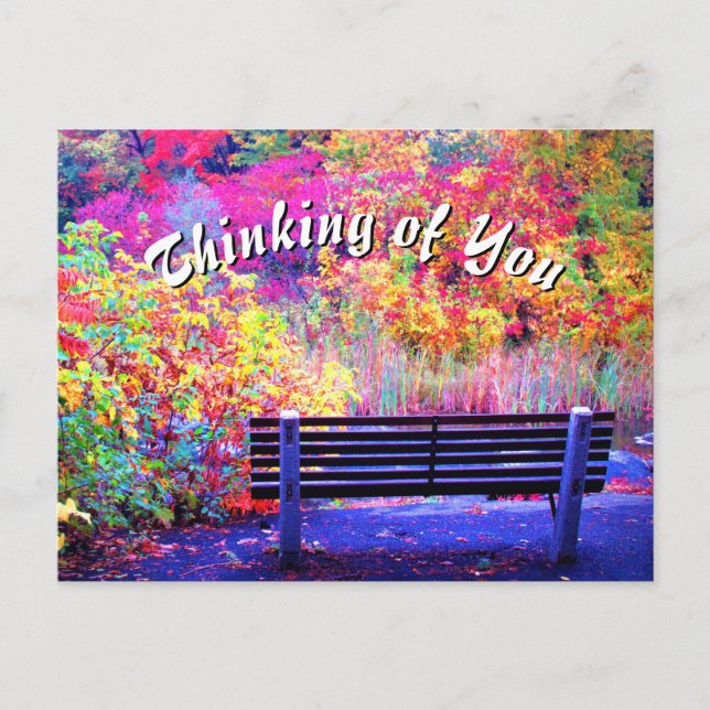 Fabulous Fall Colours Bench Autumn Leaves Scenic Postcard (Front)