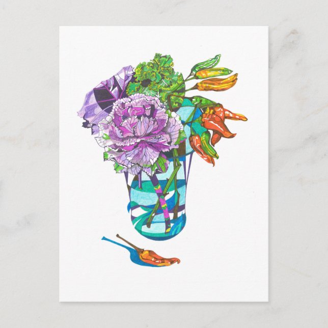 Fabulous Fall Vegetal Bouquet Postcard (Front)