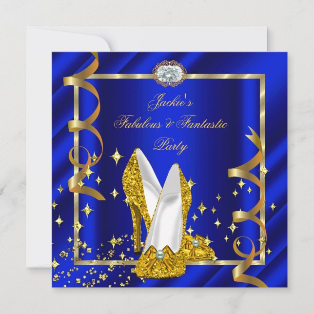 Fabulous Fantastic Royal Blue Birthday Party Invitation (Front)