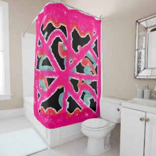 Fabulous fashion pink and bold bathroom black shower curtain
