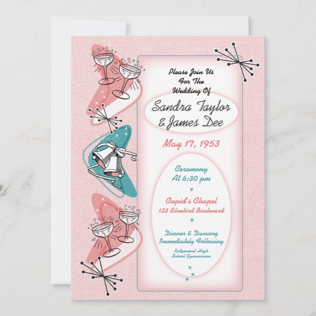 Fabulous Fifties 1950s Vintage Wedding Invitation (Front)