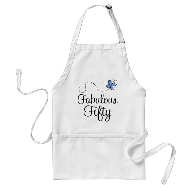 Fabulous Fifty Blue Butterfly Birthday Gift Standard Apron (Front)