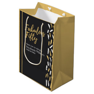 Fabulous Fifty Golden Modern Woman's 50th Birthday Medium Gift Bag
