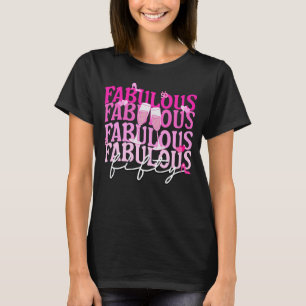 Fabulous Fifty Pink Gradient Wine Glass Birthday T-Shirt