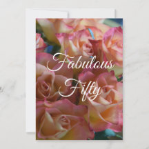 Fabulous Fifty Roses 50th Birthday Invitation