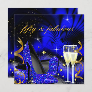 Fabulous fifty Royal Blue High Heels Gold Black 2 Invitation