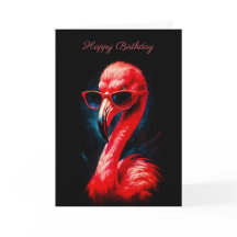 Fabulous Flamingo with Sunglasses Birthday Card