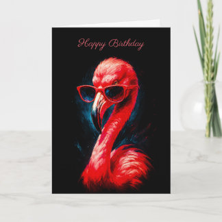 Fabulous Flamingo with Sunglasses Birthday Card