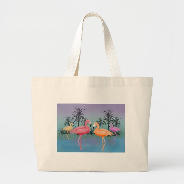 Fabulous Flamingos Large Tote Bag (Front)