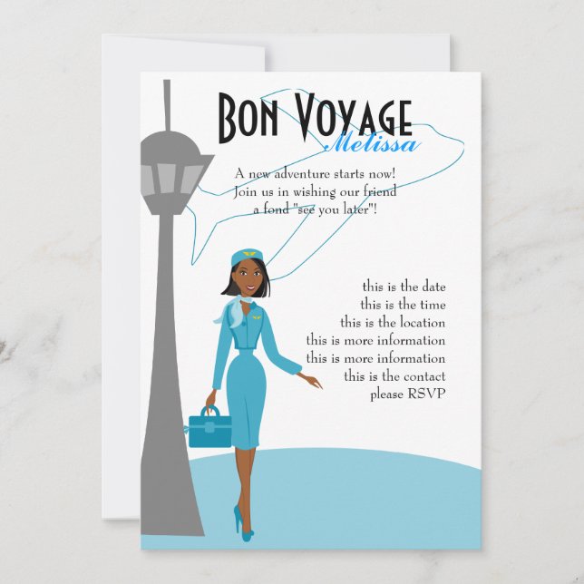 Fabulous Flight Attendant Invitation (Front)