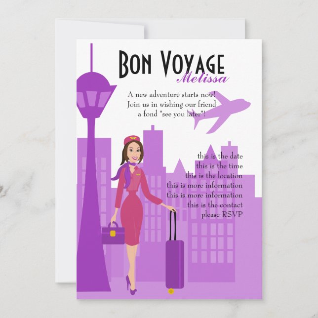 Fabulous Flight Attendant Invitation (Front)