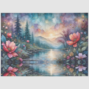 Fabulous Floral Colorful Stream Landscape Tissue Paper