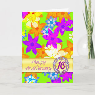 Fabulous flowers 10th anniversary for spouse card