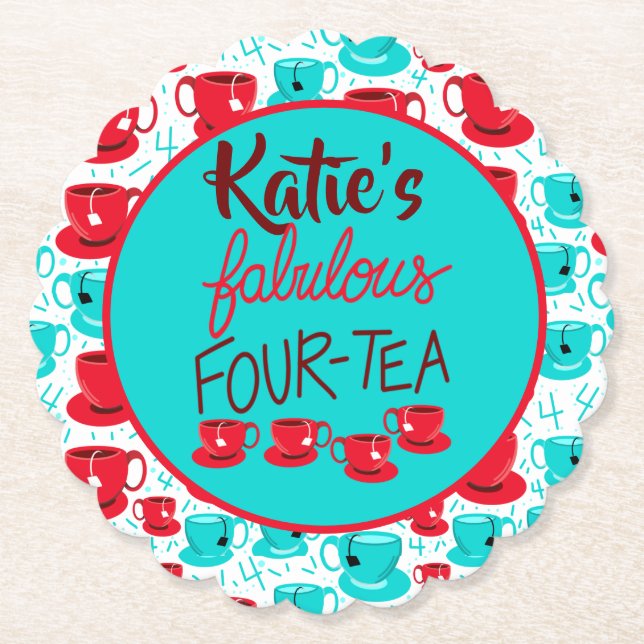 Fabulous forty four-tea birthday party coasters (Front)