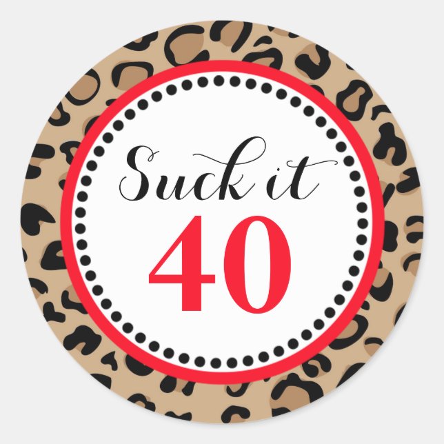 Fabulous Forty Leopard Birthday Sucker Classic Round Sticker (Front)