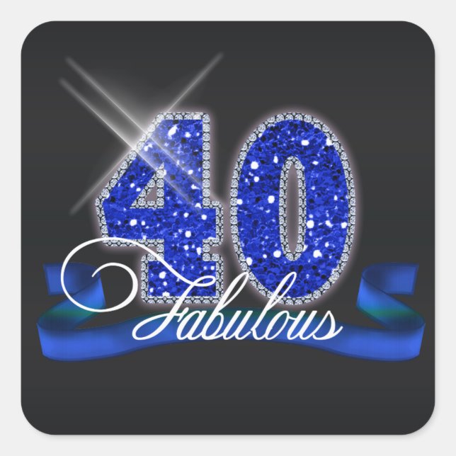Fabulous Forty Sparkle ID191 Square Sticker (Front)