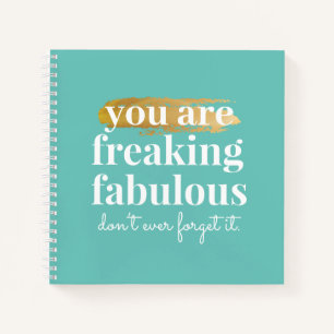 Fabulous Friend Inspirational Fun Aqua Blue Notebook
