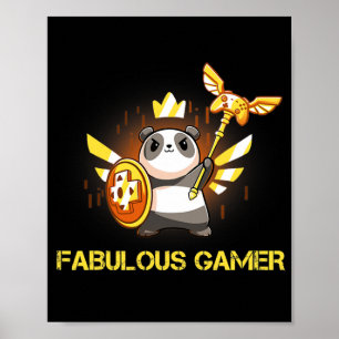 Fabulous Gamer Funny Panda Gamer Video Game  Poster