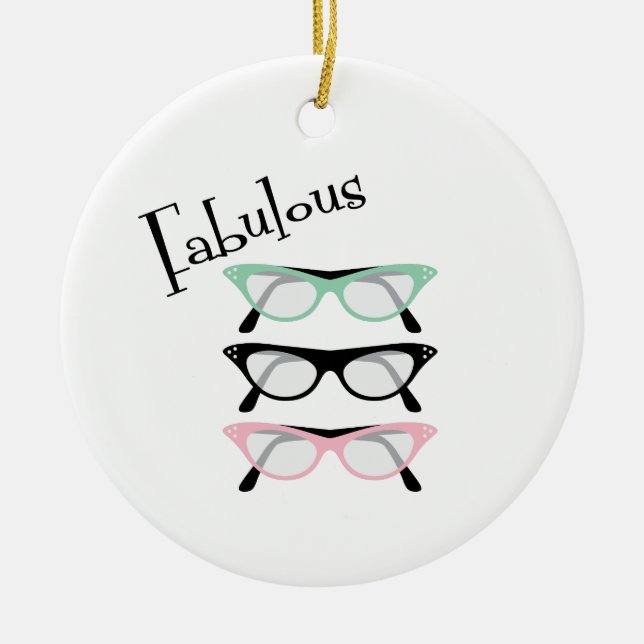 Fabulous Glasses Ceramic Ornament (Front)