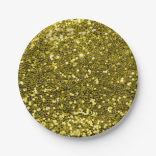 Fabulous Gold Faux Glitter Photographic Print Paper Plate