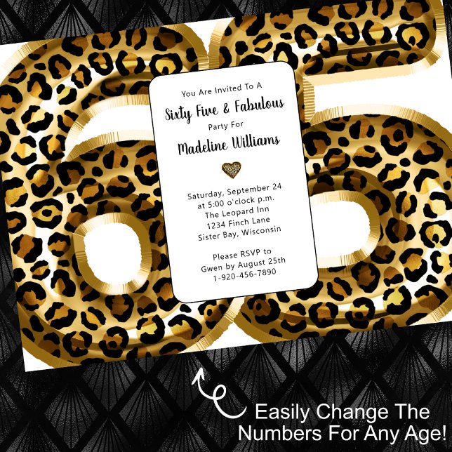Fabulous Gold Foil Leopard Print ANY AGE Birthday Invitation (Creator Uploaded)