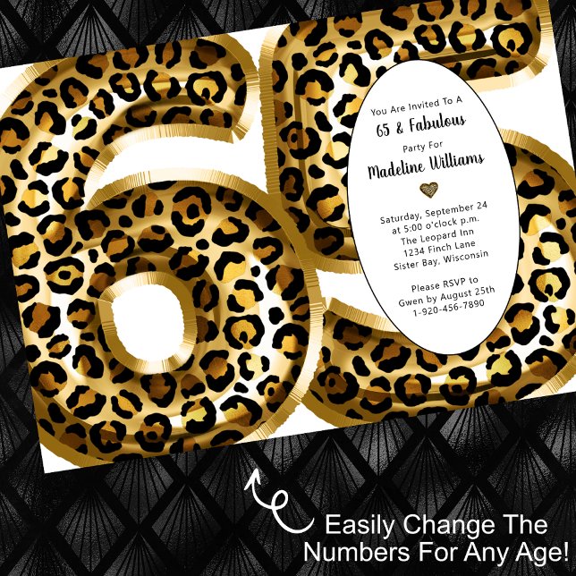 Fabulous Gold Foil Leopard Print ANY AGE Birthday Invitation (Creator Uploaded)