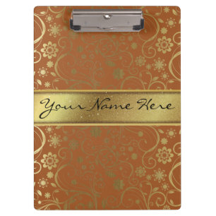 Fabulous Gold Glitter & Gradient Floral Pattern Clipboard