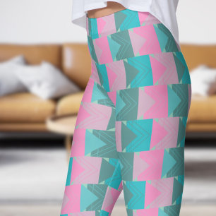 Fabulous Green Teal and Pink Arrows Pattern Leggings