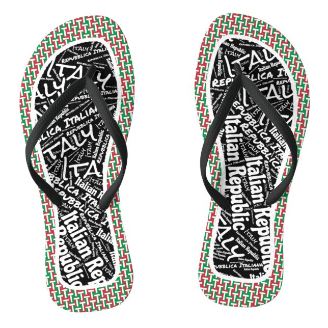 Fabulous Italy Flag Colours Patriotic Thongs (Footbed)