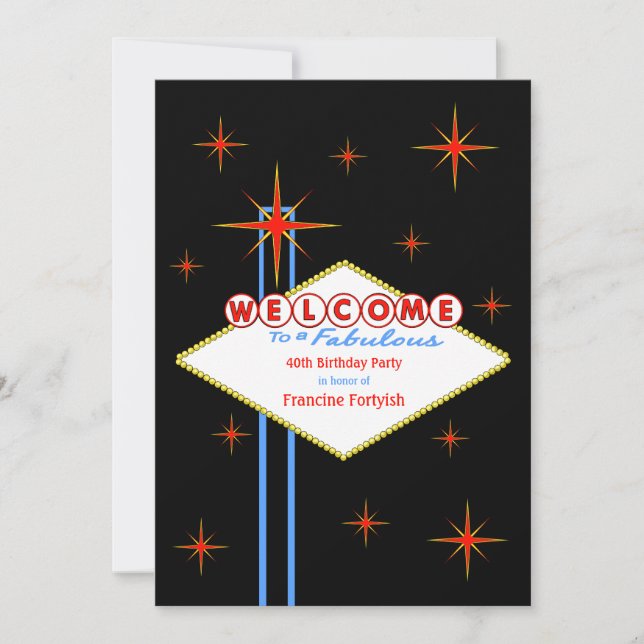 Fabulous Las Vegas Sign Birthday Party Invitation (Front)