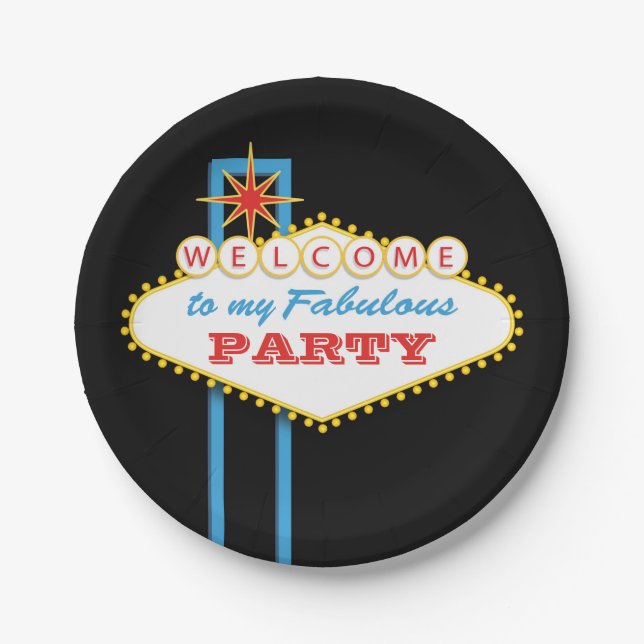 Fabulous Las Vegas Sign Party Paper Plate (Front)