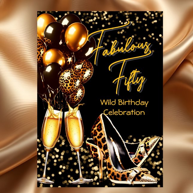 Fabulous Leopard heels Champagne Birthday Invitation (Creator Uploaded)
