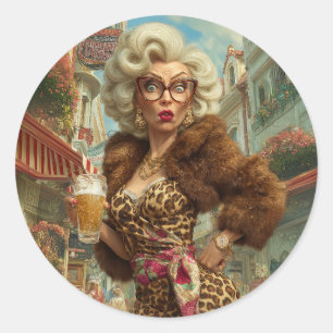 Fabulous Leopard Lady Attitude Classic Round Sticker
