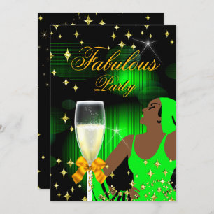 Fabulous Lime Green Glitter Diva Birthday Party Invitation
