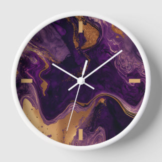 Fabulous marble effect in purple and gold - Wall Clock