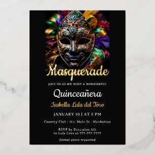 Fabulous Masquerade Birthday Foil Invitation