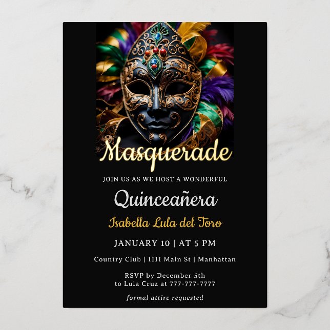 Fabulous Masquerade Birthday Foil Invitation (Front)