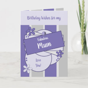 Fabulous Mom Birthday wishes purple Card