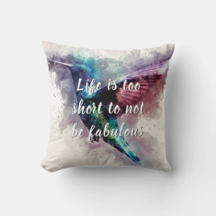 Fabulous Motivational Watercolor Hummingbird Cushion