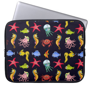 Fabulous nautical pattern with a fun orange sea ho laptop sleeve
