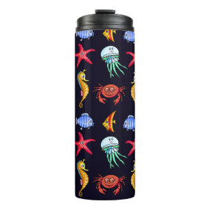 Fabulous nautical pattern with a fun orange sea ho thermal tumbler