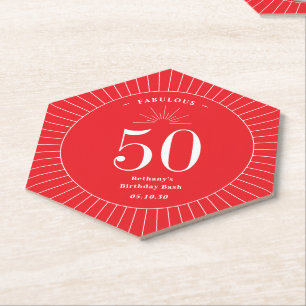 Fabulous Number Birthday Party Wedding Anniversary Paper Coaster