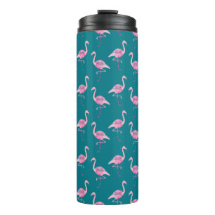 Fabulous Pink Flamingo Watercolor Pattern Thermal Tumbler