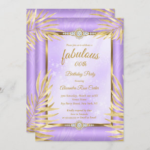 Fabulous purple diamond Gold Palms Party Invitation
